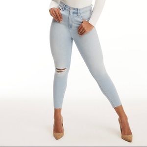 Good American Good Waist Crop Raw Edge Jeans